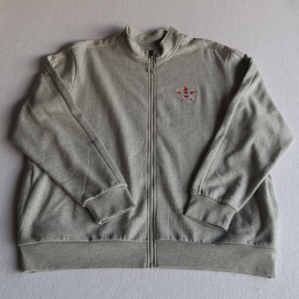 Houston Astros Antigua Full Zip Sweatshirt‎ Jacket Mens 2XL Gray Fleece Lined